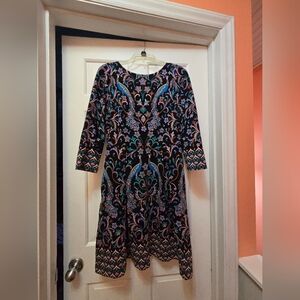 Boden peacock print ponte dress 8 M